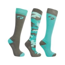 Hy Equestrian DynaForce Socks Adult - Pack Of 3 (Pacific/Grey)