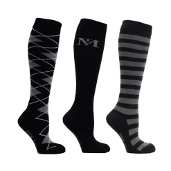 Mark Todd Socks (3 Pack) -Sports - Equestrian Riding 26877 692238 marktodd3packsocks blacksilver pad 1000x1000
