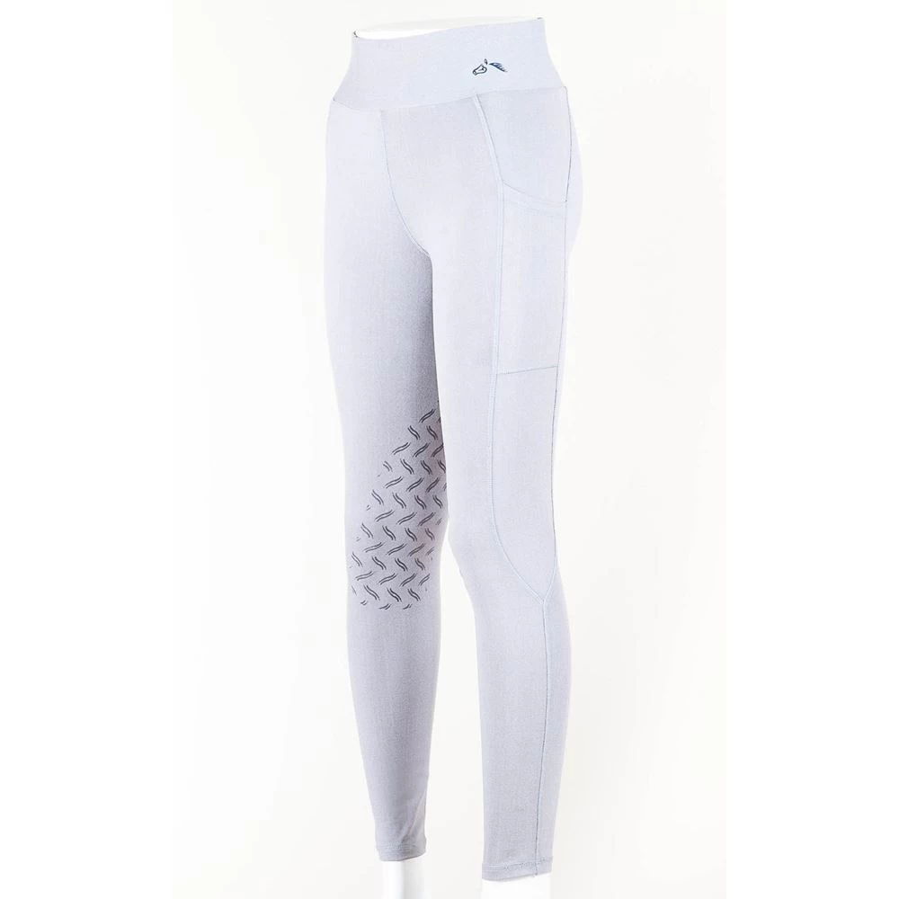 Gallop High-Waist Pocket Denim Look Silicone Knee Tights (Grey) 1 Gallop High-Waist Pocket Denim Look Silicone Knee Tights (Grey)