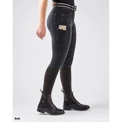 Dublin Shona Full Grip Silicone Print Denim Breeches (Ash)