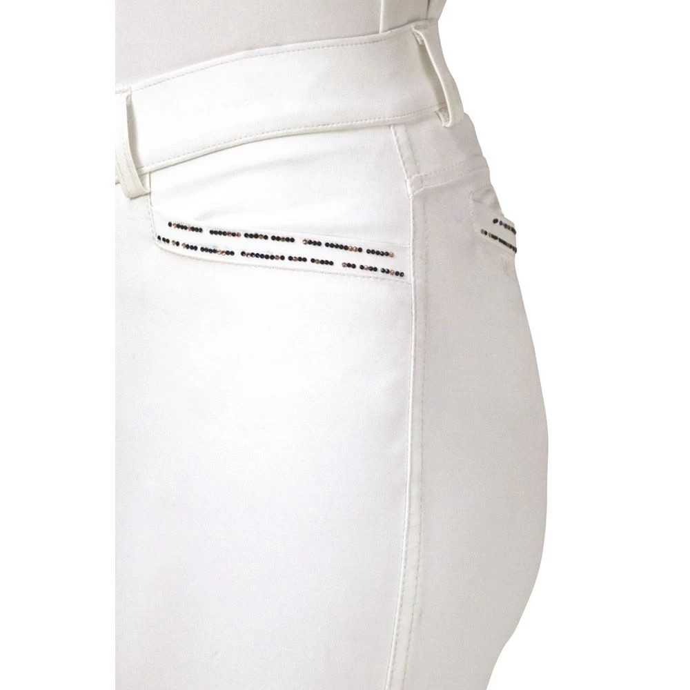 Hy Equestrian Roka Rose Breeches (White With Navy/Rose Gold Diamantes) 3 Hy Equestrian Roka Rose Breeches (White With Navy/Rose Gold Diamantes) - Image 3