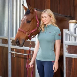 Shires Aubrion Team Short Sleeve Base Layer (Sage) -Sports - Equestrian Riding 9f6e4 8598 sage 2.jpg pad 1000x1000