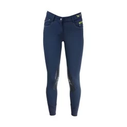 Hy Equestrian X Sports Ladies Breeches (Navy/Brilliant Blue/Lime) 34" *Special Offer*