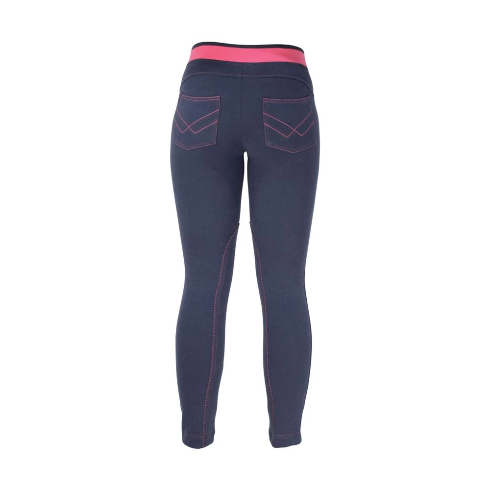 Hy Equestrian Brixton Elasticated Ladies Jodhpurs ( Navy/Raspberry) - Image 3