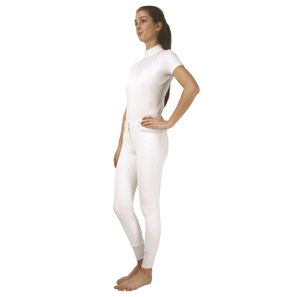 Hy Equestrian Roka Rose Breeches (White With Navy/Rose Gold Diamantes) 1 Hy Equestrian Roka Rose Breeches (White With Navy/Rose Gold Diamantes)