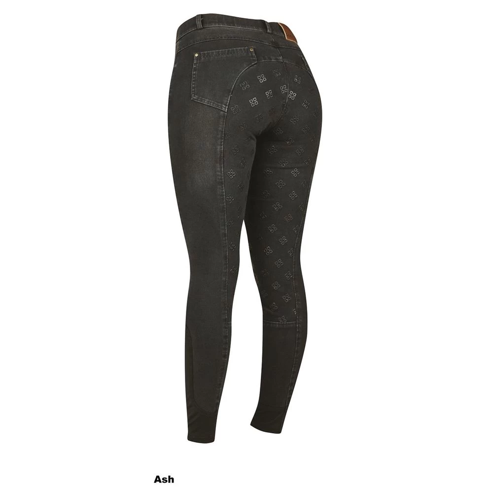 Dublin Shona Full Grip Silicone Print Denim Breeches (Ash) - Image 3