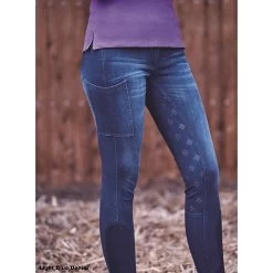 Dublin Shona Full Grip Silicone Print Denim Breeches (Light Blue Denim)