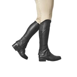 Dublin Stretch Fit Adults Half Chaps With Patent Piping (Black Patent)